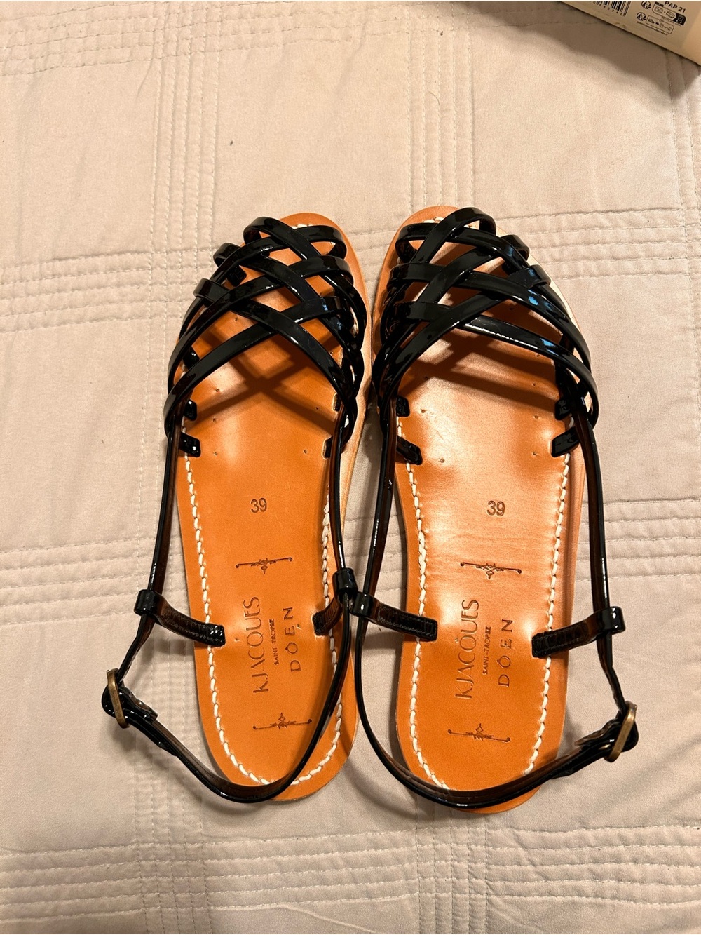 Doen x K. Jacques Black Peche Sandal in Noir